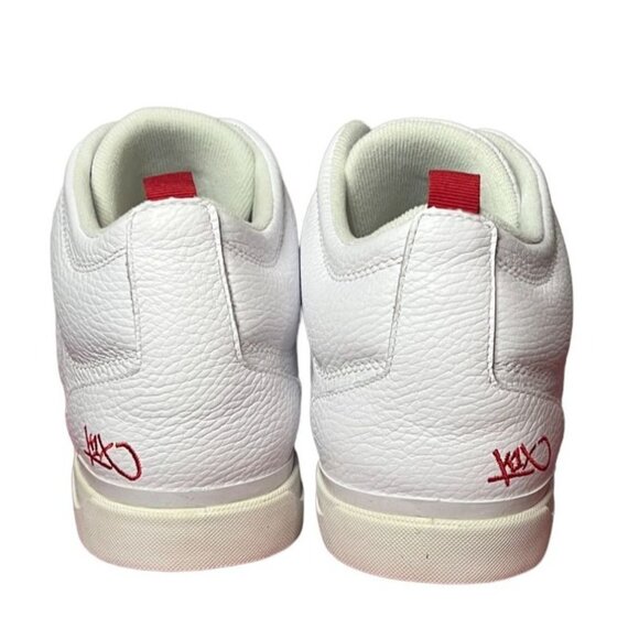 K1X Mens 93 Mid Top White Basketball Sneakers Size 11 Leather Red Detailing - Picture 7 of 9